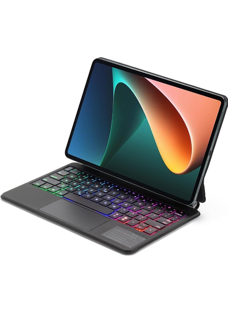 Rock Pow - Arabic English Magic Bluetooth Keyboard for Samsung Galaxy Tab S10 FE 10.9 inch 2025,S9 11 inch 2023/S9 FE 10.9 inch 2023/S8 11 inch 2022/S7 11 inch 2020 Case with Keyboard Floating Cantilever Magnetic Stand Multi-Touch Trackpad Backlit S Pen Holder - Image 1