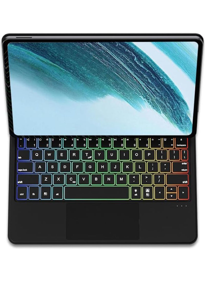 Rock Pow - Arabic English Magic Bluetooth Keyboard for Samsung Galaxy Tab S10 FE 10.9 inch 2025,S9 11 inch 2023/S9 FE 10.9 inch 2023/S8 11 inch 2022/S7 11 inch 2020 Case with Keyboard Floating Cantilever Magnetic Stand Multi-Touch Trackpad Backlit S Pen Holder - Image 1
