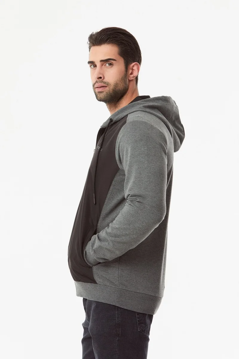 FullaModa Printed Hooded Diving Fabric Sweatshirt