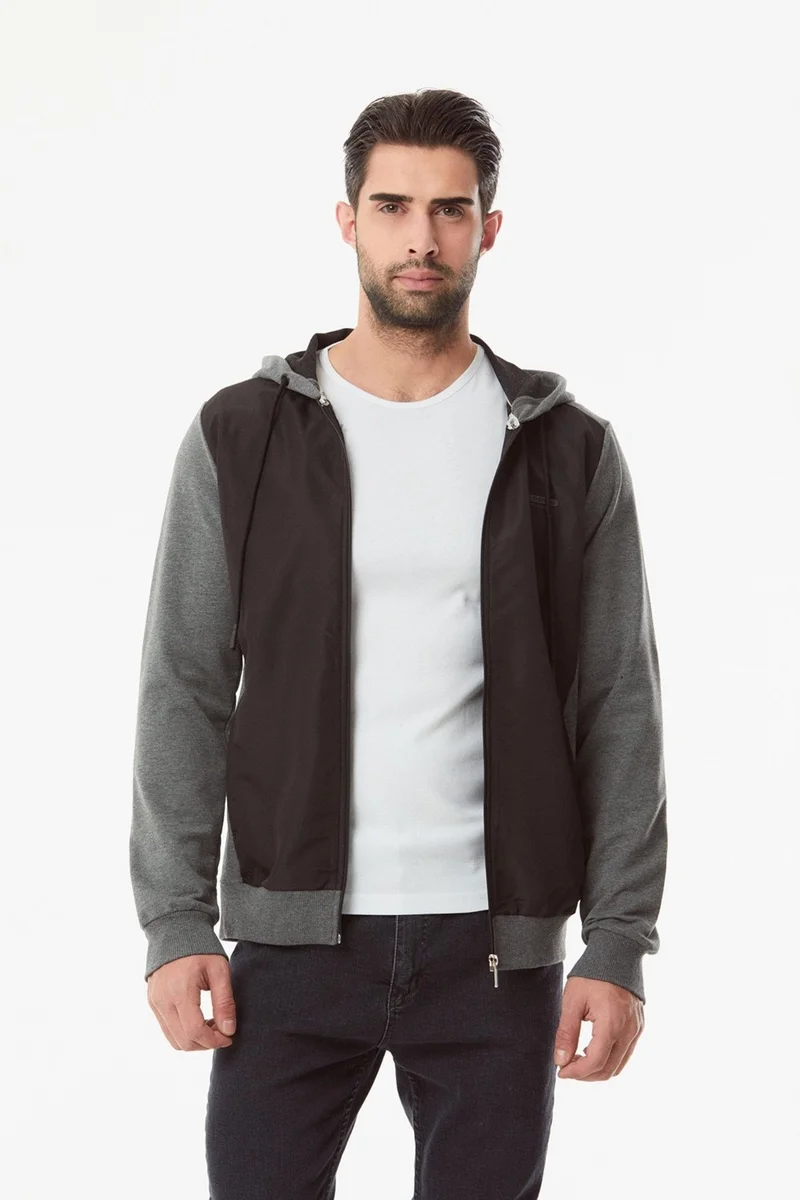 FullaModa Printed Hooded Diving Fabric Sweatshirt