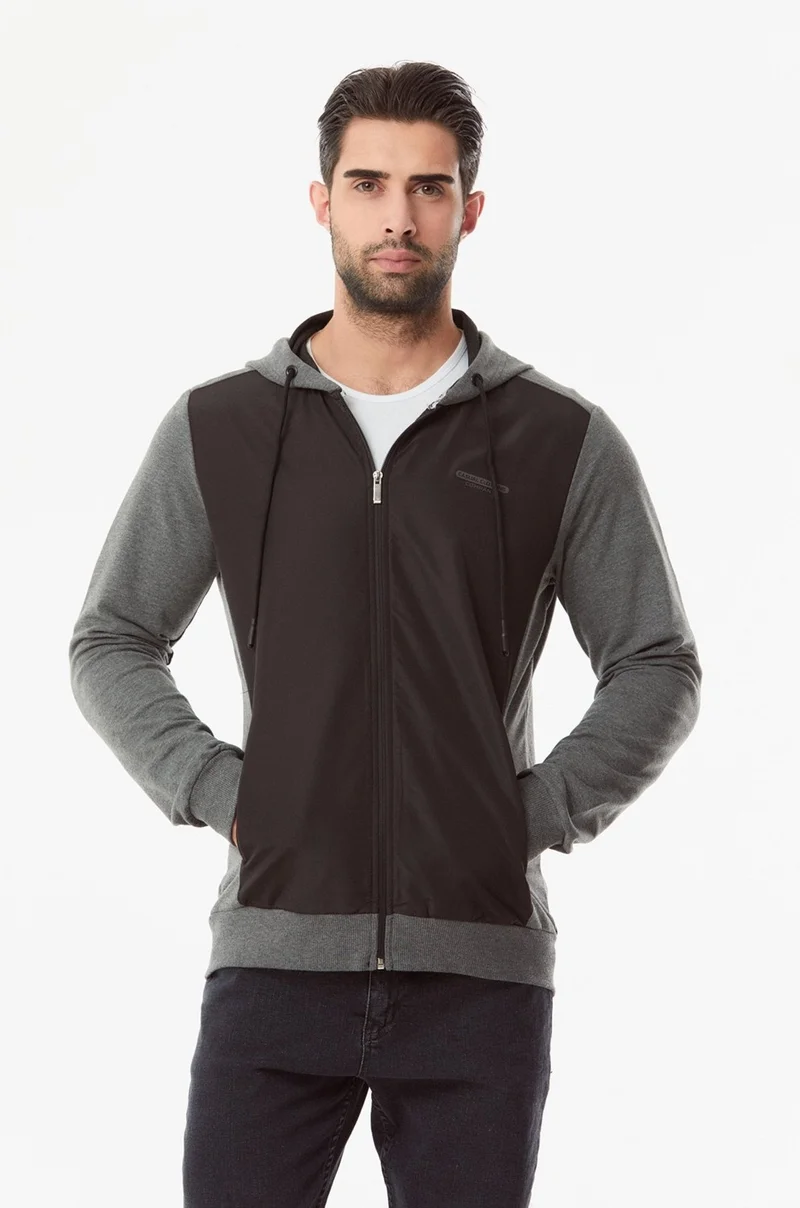 FullaModa Printed Hooded Diving Fabric Sweatshirt