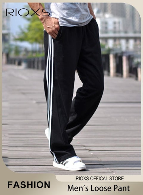Men's Sports Pants, Casual Drawstring Sweatpants, Comfortable Loose Joggers with Zip Pockets, Jogging Tracksuit Bottoms, Suitable for Outdoor Activities and Daily Leisure