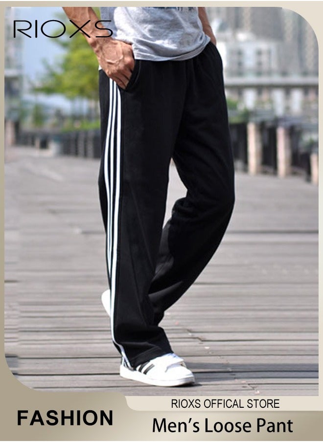 RIOXS - Men's Sports Pants, Casual Drawstring Sweatpants, Comfortable Loose Joggers with Zip Pockets, Jogging Tracksuit Bottoms, Suitable for Outdoor Activities and Daily Leisure - Image 1
