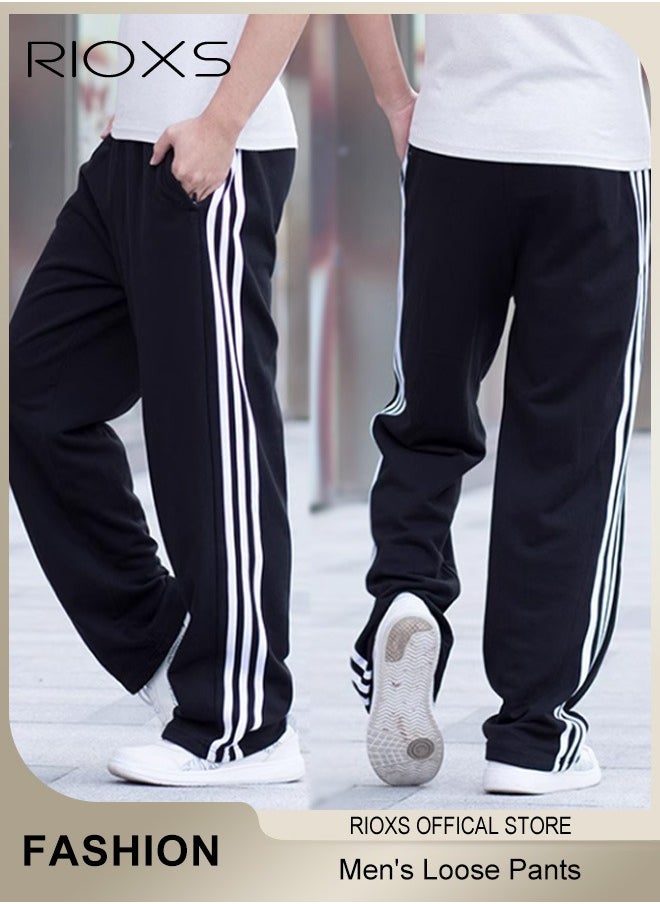 RIOXS - Men's Sports Pants, Casual Drawstring Sweatpants, Comfortable Loose Joggers with Zip Pockets, Jogging Tracksuit Bottoms, Suitable for Outdoor Activities and Daily Leisure - Image 1