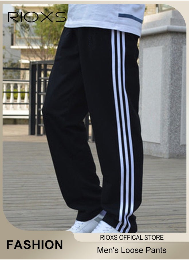 RIOXS - Men's Sports Pants, Casual Drawstring Sweatpants, Comfortable Loose Joggers with Zip Pockets, Jogging Tracksuit Bottoms, Suitable for Outdoor Activities and Daily Leisure - Image 1