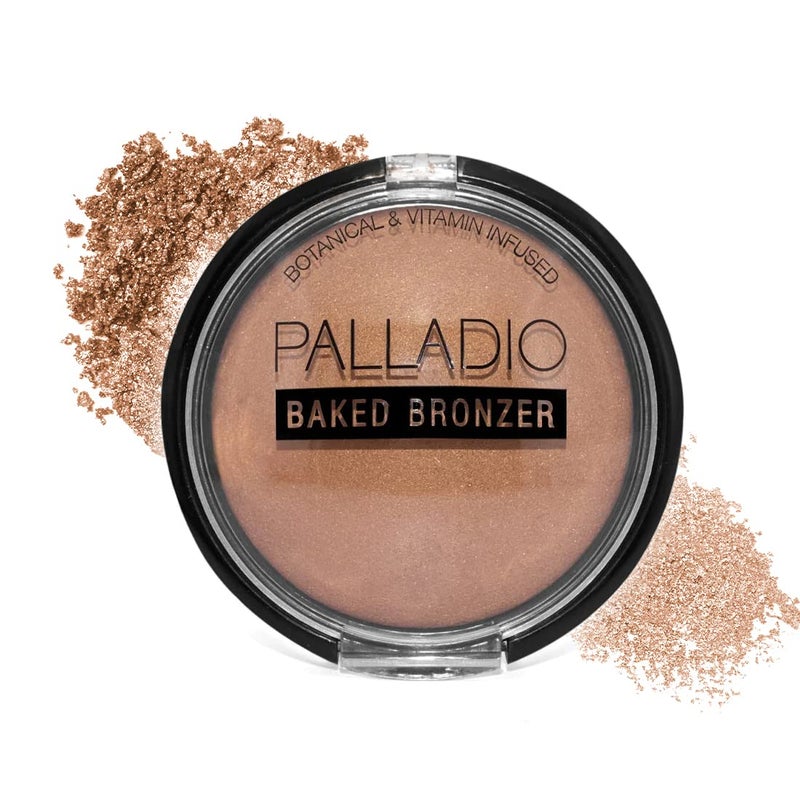 Palladio Baked Bronzer, Highly Pigmented and Easy to Blend, Shimmery Bronzed Glow, Use Dry or Wet, Lasts all day long, Provides Rich Tanning Color Finish, Powder Compact, Caribbean Tan - Image 1