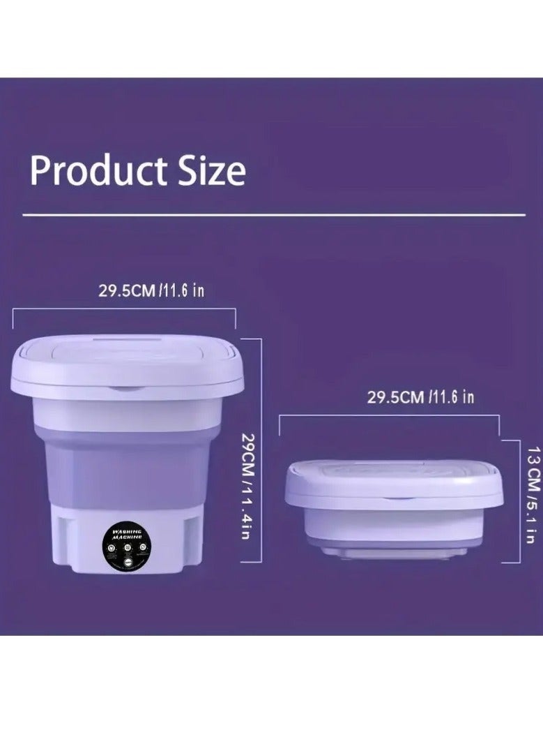 كيلا غسالة ملابس صغيرة قابلة للطي محمولة بسعة 8 لتر مع سلة تصريف للتخييم والسفر والاستخدام المنزلي مثالية لغسل الملابس الداخلية وحمالات الصدر والجوارب والمزيد باللون الأرجواني - Image 5