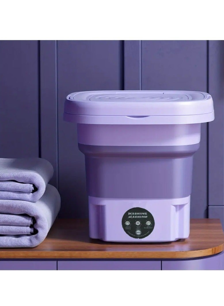 كيلا غسالة ملابس صغيرة قابلة للطي محمولة بسعة 8 لتر مع سلة تصريف للتخييم والسفر والاستخدام المنزلي مثالية لغسل الملابس الداخلية وحمالات الصدر والجوارب والمزيد باللون الأرجواني - Image 1