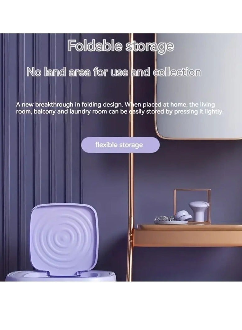 كيلا غسالة ملابس صغيرة قابلة للطي محمولة بسعة 8 لتر مع سلة تصريف للتخييم والسفر والاستخدام المنزلي مثالية لغسل الملابس الداخلية وحمالات الصدر والجوارب والمزيد باللون الأرجواني - Image 4