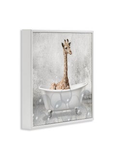 Stupell Industries Stupell Industries Baby Giraffe Bath Time Cute Animal, Design by Kimberly Allen White Framed, aa-345_wfr_17x17, Grey  - Image 3