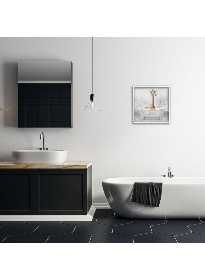 Stupell Industries Baby Giraffe Bath Time Cute Animal, Design by Kimberly Allen White Framed, aa-345_wfr_17x17, Grey - Image 2