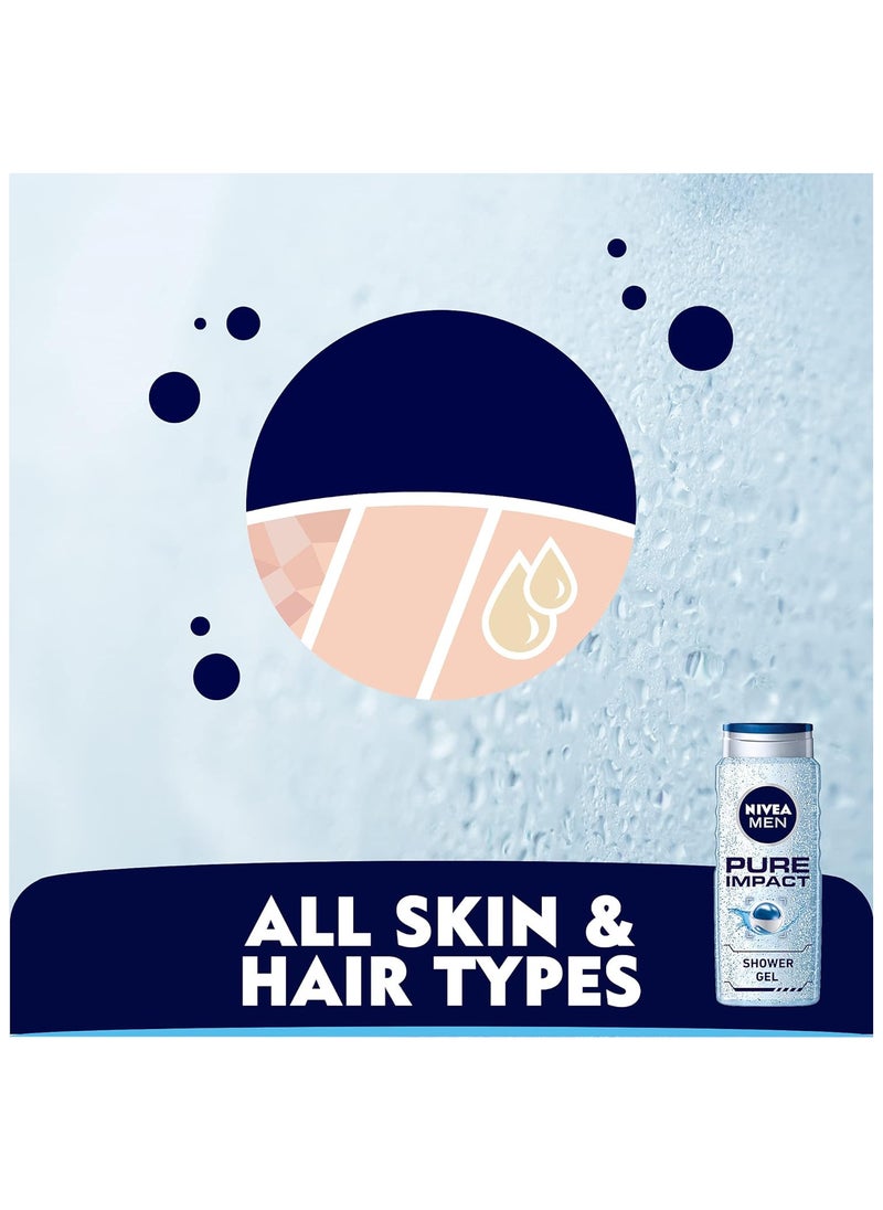 Nivea NIVEA MEN 3in1 Shower Gel, Pure Impact Fresh Scent, 500ml  - Image 5