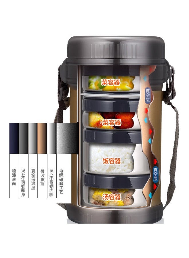 Tafuco Insulated Lunch Box With Bag, 304 Stainless Steel Vacuum Porridge Container, Multi-layer Segmented Bento Box T2517 For Students And Office Workers