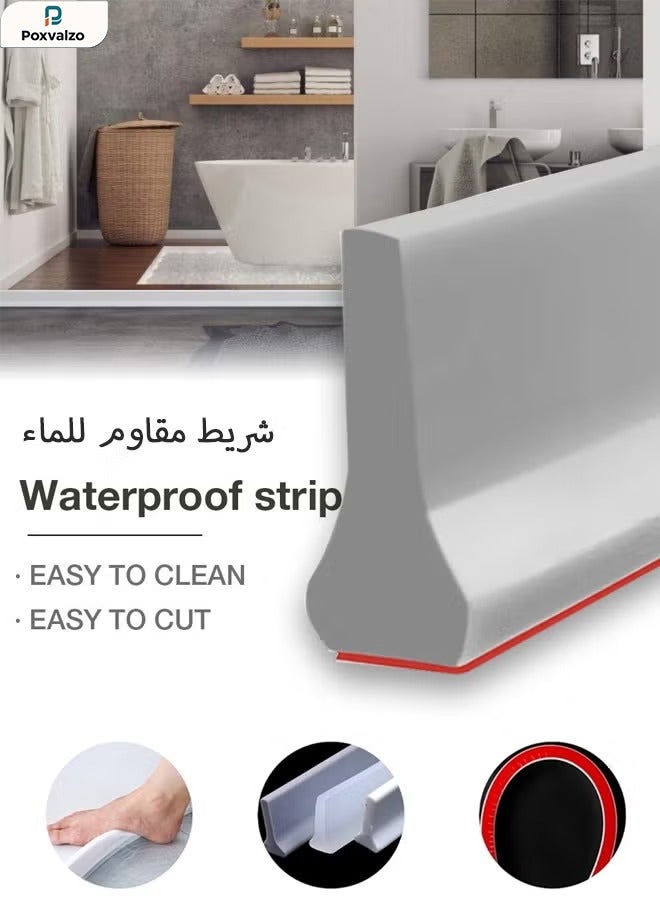 بوكسفالزور شريط مقاوم للماء للحمام حاجز ماء للحمام عتبة حمام/مانع الماء1 متر، حاجز مياه الدش ماء دافئ للحمام سطح الماء بطول 1 متر سد المياه لحرس المياه قطاع سدادة مياه الحمام القابل للطي شريط لاصق مضاد للانزلاق ذاتي اللصق الفصل الجاف والرطب لعداد حوض الحمام المطبخ حاجز مياه استحمام حاجز الماء حاجز مياه اسود ﻿ - Image 1