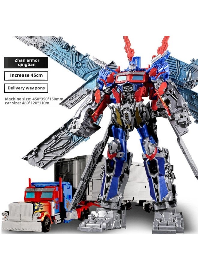 Transformable Toy Model Car Robot Bumblebee Dinosaur Cable Handheld Gundam Alloy Authentic Children's Boys Gifts-Color: Armor Optimus Prime ]  - Image 1
