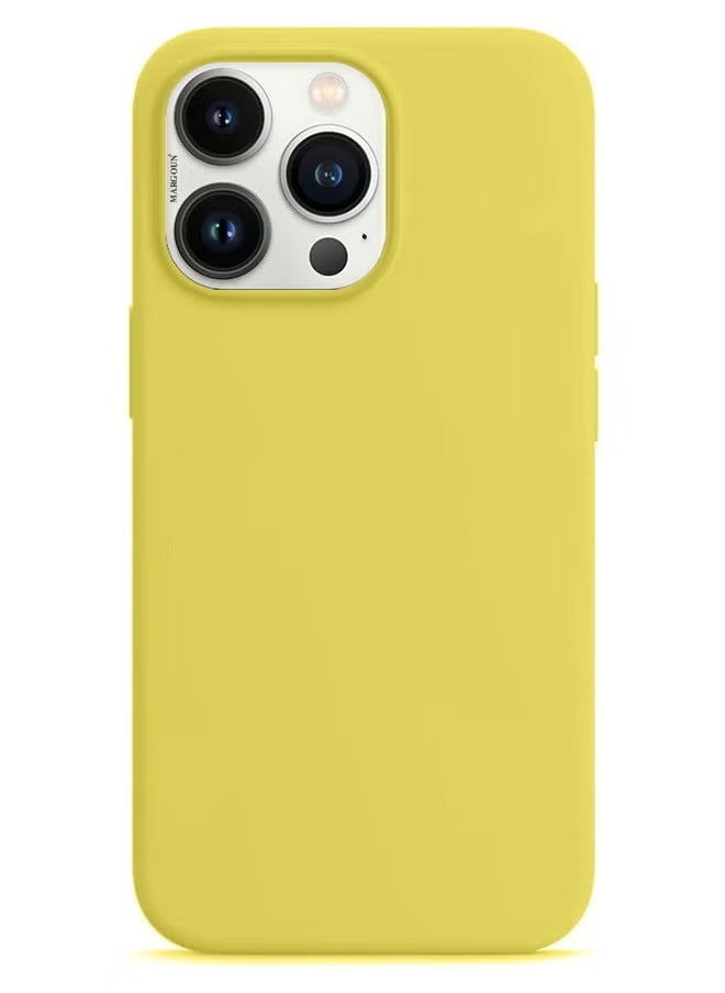 Generic - Silicone Case Cover for iPhone 13 Pro Max 6.7inch Yellow , anti-fingerprint, anti-fall, anti-scratch, comfortable grip, shock-absorbing, anti-explosion hard back, ultra-thin case and full cover, compatible with iPhone 13 Pro Max, Yellow - Image 1
