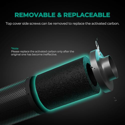 MARS HYDRO 6 Inch Carbon Filter, Inline Air Filter Odor Control with Australian Virgin Charcoal, Carbon Filter for Inline Fan, Grow Tent, Hydroponics, Pre-Filter Included, Reversible Flange - Image 4