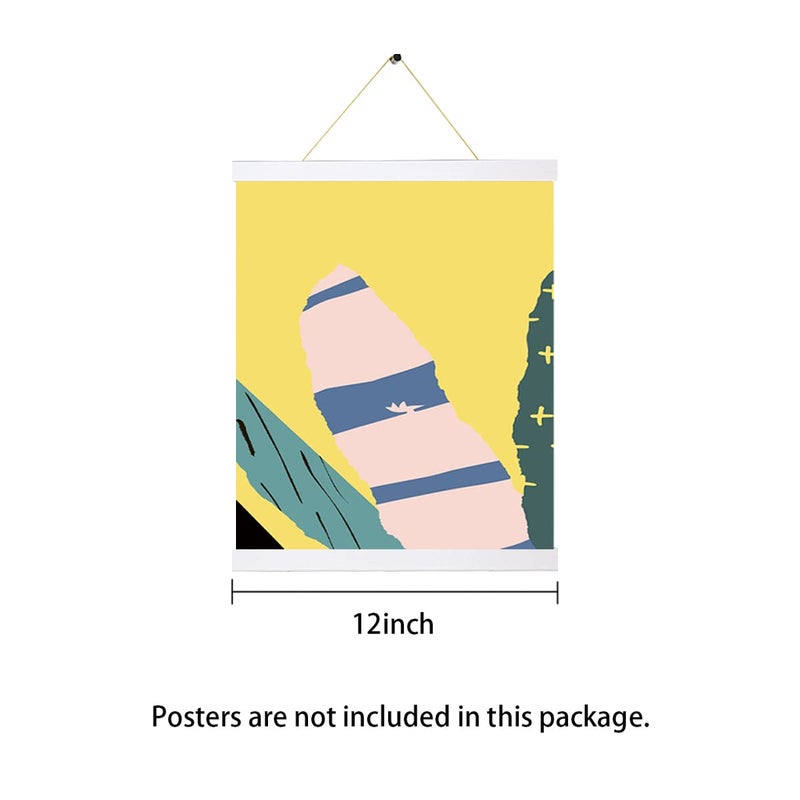 Magnetic Poster Hanger Frame White 3 pack  12x18 12x16 12x20 Poster Frame Wooden Magnetic Hanging Kit for Walls Map 12 inch(W)x3pcs  - Image 2
