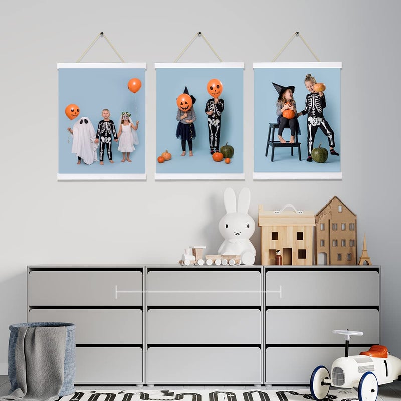 Magnetic Poster Hanger Frame White 3 pack  12x18 12x16 12x20 Poster Frame Wooden Magnetic Hanging Kit for Walls Map 12 inch(W)x3pcs  - Image 3