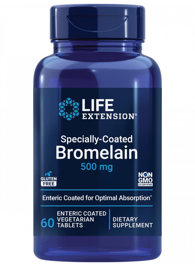 Life Extension Life Extension Specially-Coated Bromelain Bromelain Proteolytic Enzyme Extract From Pineapple Supplement For Joint Health Gluten-Free, Non-GMO, Vegetarian 60 Enteric-Coated Tablets  - Image 1
