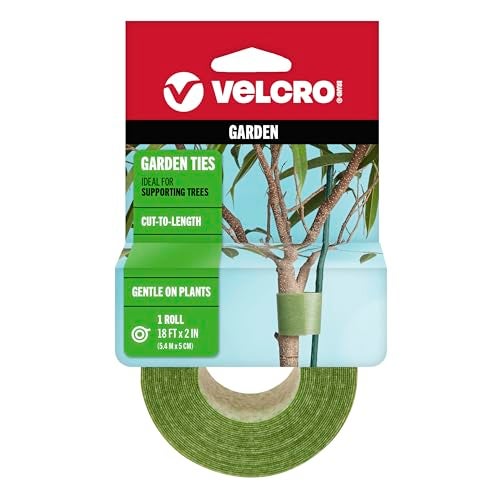VELCRO Brand ONE-WRAP Ties | Tree and Plant Supports for Effective Growing | Strong Gardening Grips are Reusable and Adjustable | Cut-to-Length, 18 ft x 2 in, Green-Recycled Plastic - Image 1