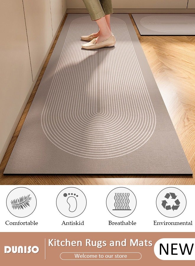 DUNISO Diatom Mud Bath Mat Set Bathroom Kitchen Rug Mat Extra Soft and Absorbent Bath Rugs Non-Slip Quick Drying Floor Bath Tub Mat for Bathroom Floor Tub and Shower 50*80CM+50*160CM - Image 1