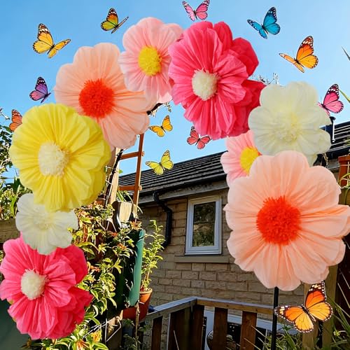 Chunful 5 Pcs 30 24 Gaint Mexican Fiesta Tissue Paper Flowers Decor Large Hanging Tissue Paper Pom Pom Decor for Mexican Fiesta Birthday Wedding Baby Shower Bridal Shower Latin Tropical Luau Party - Image 1