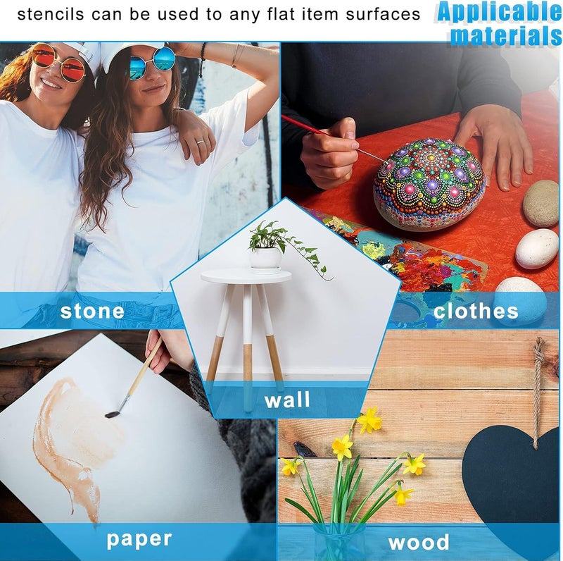 DEVASYA CRAFTS 12 Pieces Mandala Dot Painting Stencils 3.5|5.1|5.8|7.9 in Reusable Stencils Segment Mandala Template for DIY Wall Tile Paper Fabric Glass Metal Art|4 Sizes - Image 4
