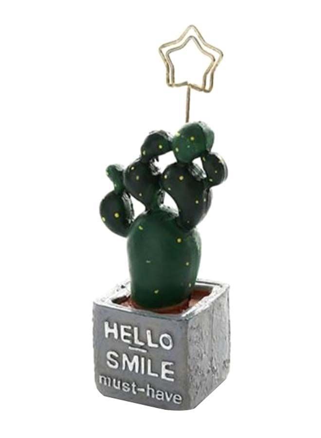 نيبمينينت حامل بطاقات العمل بطبعة عبارة "Hello Smile" على شكل صبار أخضر/رمادي/ذهبي