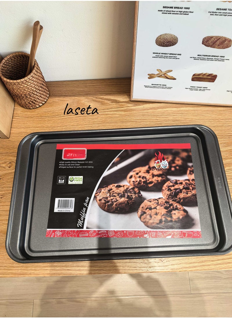 Laseta Black Bakeware ，Non-Stick Baking Pan ,Size: 16.9"*10.6"*0.9"  - Image 1