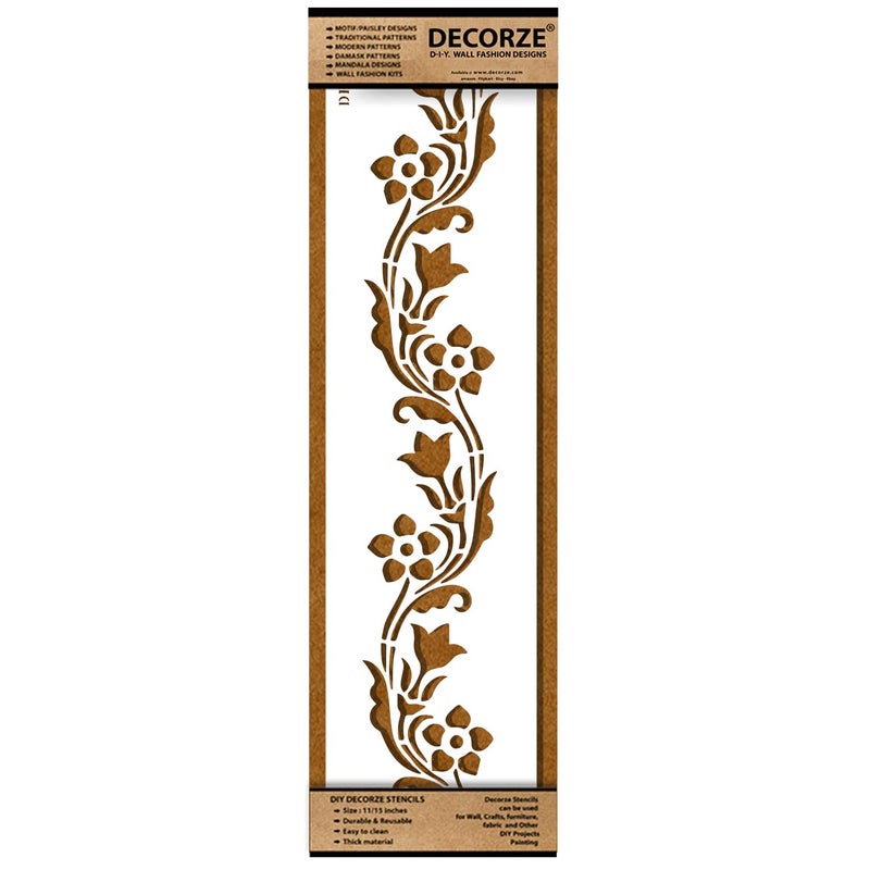 DECORZE Painting Stencils | Wall Stencils for Home| Living Room| Bedroom Painting | Stencil Border Painting | Pattern Stencil | D Border Stencils (DB-56) - Image 1