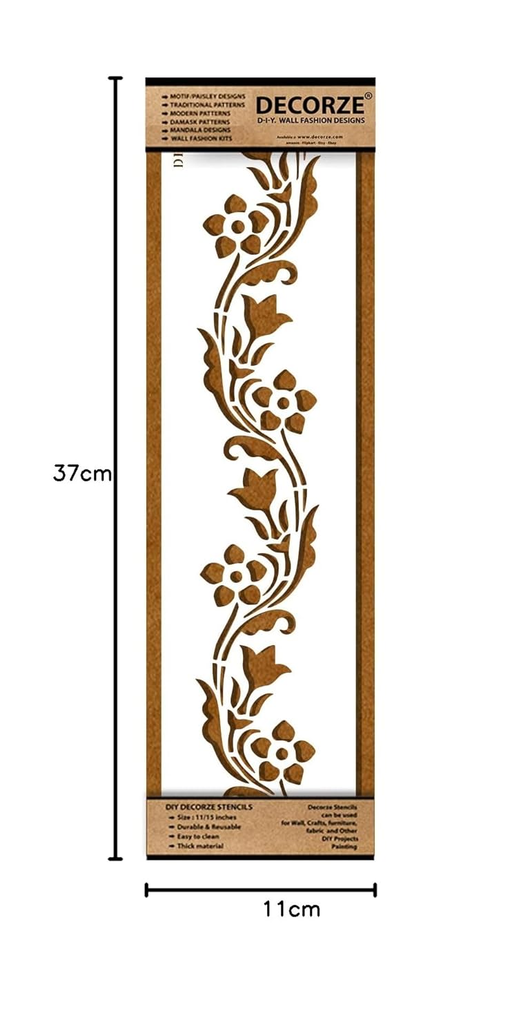 DECORZE Painting Stencils | Wall Stencils for Home| Living Room| Bedroom Painting | Stencil Border Painting | Pattern Stencil | D Border Stencils (DB-56) - Image 2