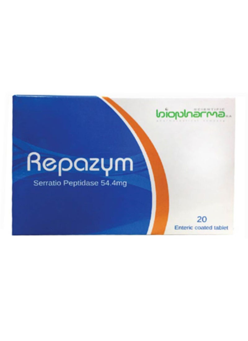 Biopharma Scientific - Repazym Serratiopeptidase 54.5 mg Enteric Coated Tablets 20's - Image 1