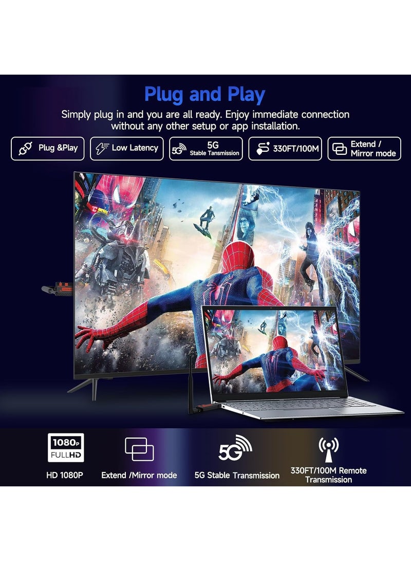 زيستيك مرسل ومستقبل HDMI لاسلكي محسن 2025، 330 قدم/100 متر، فك تشفير 4K وإخراج 1080P، مجموعة موسع HDMI لاسلكية محمولة بتقنية Plug & Play 2.4G/5G لأجهزة الكمبيوتر المكتبية، جهاز الكمبيوتر، صندوق التلفاز، PS5/4 إلى التلفاز/الشاشة/البروجيكتور - Image 2
