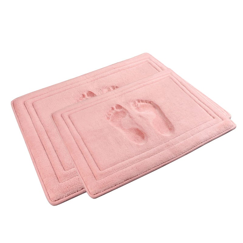 PAGGED Pink Bathroom Rug Set of 2 Memory Foam Bath Mat Set Non Slip Washable Floor Mats Soft Absorbent Plush Microfiber Shower Tub Bathrug Blsh