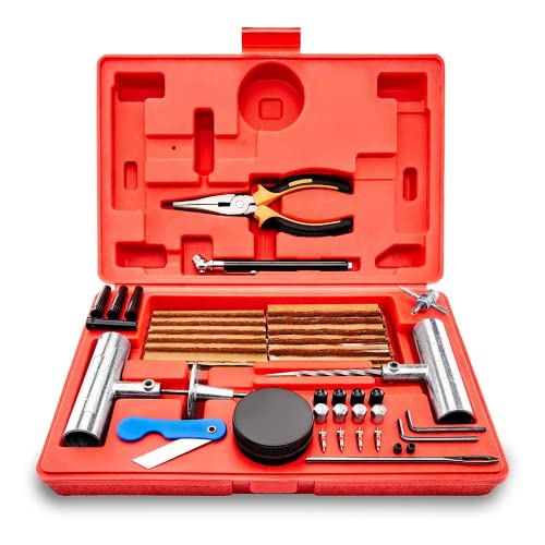 TOOLUXE 50003L Universal Heavy Duty Tire Repair Kit | 57 Piece Value Pack | Fix Punctures and Plug Flats | Ideal for Cars, Trucks, Motorcycle, ATV, Jeeps, Off Road Vehicles, RV, Tractors - Image 1