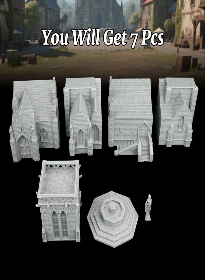 AUSPDICE مجموعة AUSPDICE DND Terrain Sacred Church - مجموعة بناء RPG من 7 قطع لألعاب تقمص الأدوار على الطاولة، متوافقة مع مجسمات 28 مم، خريطة Dungeons and Dragons وملحقات TTRPG - AF1089 - Image 4