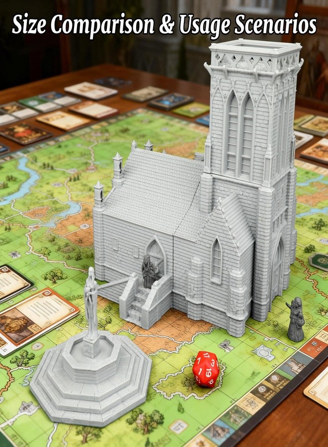 AUSPDICE مجموعة AUSPDICE DND Terrain Sacred Church - مجموعة بناء RPG من 7 قطع لألعاب تقمص الأدوار على الطاولة، متوافقة مع مجسمات 28 مم، خريطة Dungeons and Dragons وملحقات TTRPG - AF1089 - Image 2