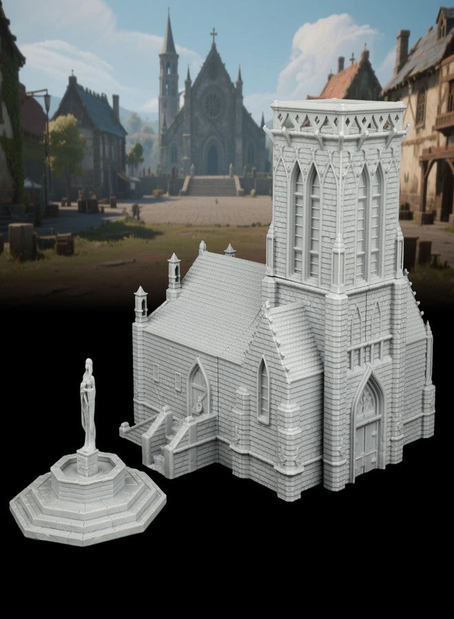 AUSPDICE مجموعة AUSPDICE DND Terrain Sacred Church - مجموعة بناء RPG من 7 قطع لألعاب تقمص الأدوار على الطاولة، متوافقة مع مجسمات 28 مم، خريطة Dungeons and Dragons وملحقات TTRPG - AF1089 - Image 1