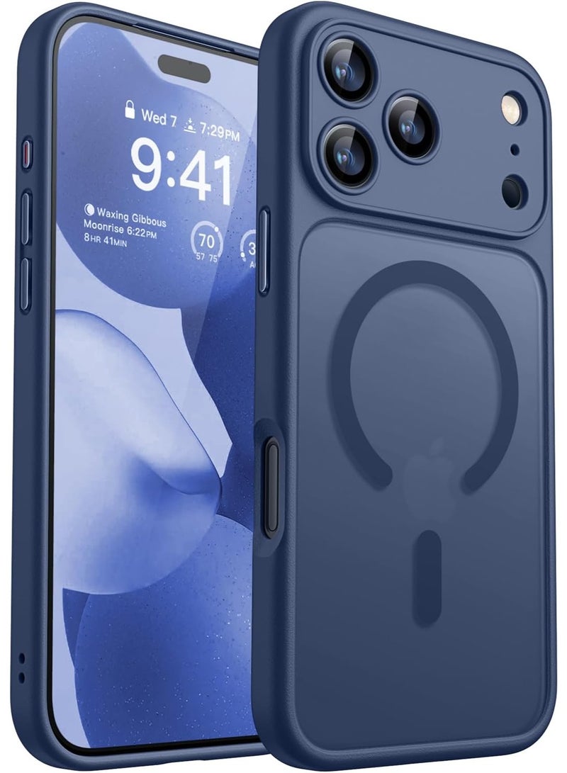 ثسؤشسث غطاء مغناطيسي لهاتف iPhone 17 Pro مقاس 6.3 بوصة، متوافق مع MagSafe، حماية كاملة للكاميرا، حافظة واقية شفافة غير لامعة ورفيعة ومقاومة للصدمات، أزرق - Image 1