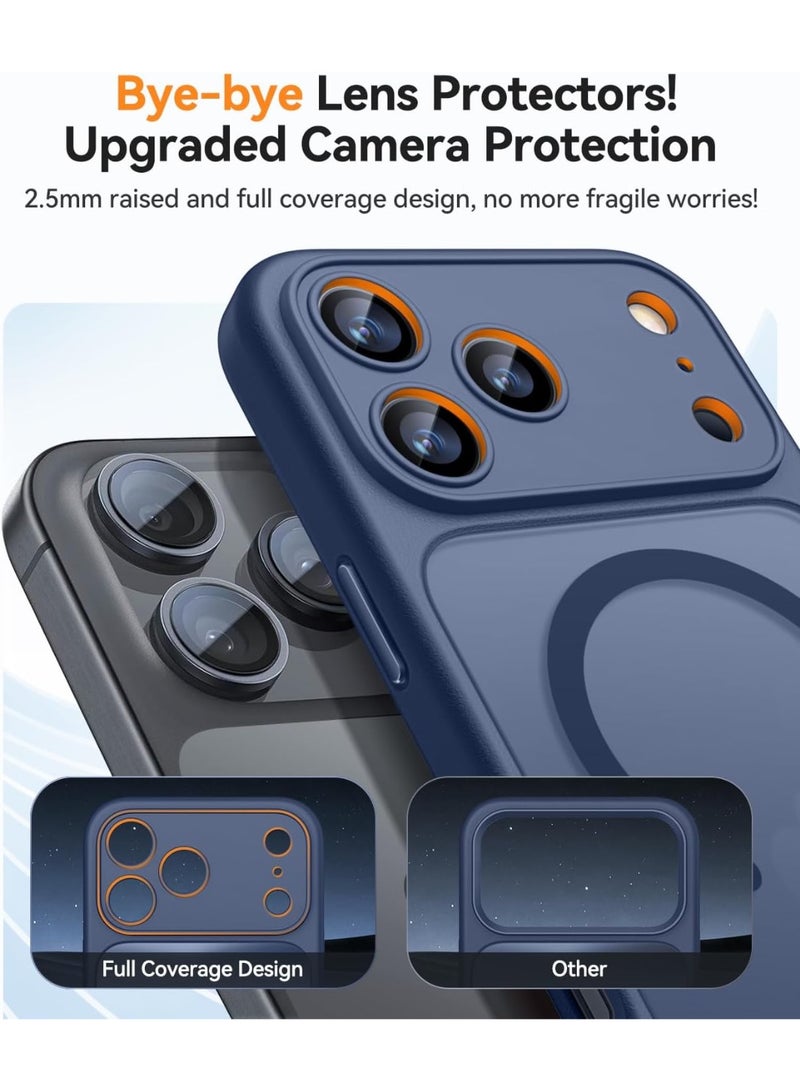 ثسؤشسث غطاء مغناطيسي لهاتف iPhone 17 Pro مقاس 6.3 بوصة، متوافق مع MagSafe، حماية كاملة للكاميرا، حافظة واقية شفافة غير لامعة ورفيعة ومقاومة للصدمات، أزرق - Image 3