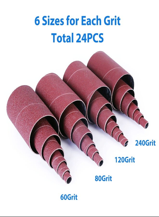 LotFancy 24PCS Spindle Sander Sleeves, Sanding Sleeves for Oscillating Sander, 60 80 120 240 Assorted Grit Sandpaper, 4-1/2” Length, 1/2”, 3/4”, 1”, 1-1/2”, 2”, 3” Diameter - Image 2
