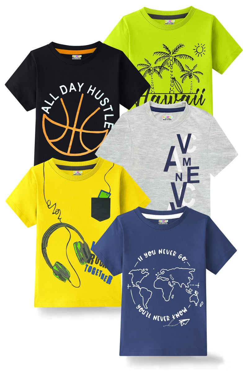 Kuchipoo Boys Regular Fit Half Sleeves Cotton T-Shirts (KUC-TSHRT-421, 6-7 Years, Multi-Colored) - Image 1