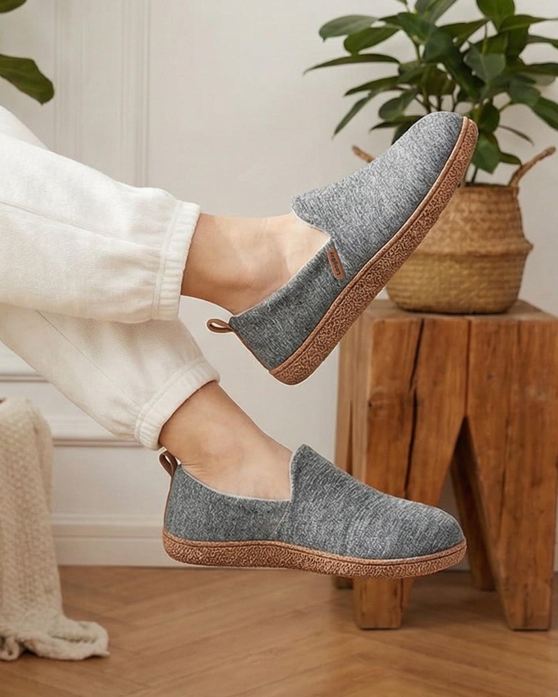 LongBay Women's Memory Foam House Shoes Cozy Brushed Jersey Slippers for Indoor Outdoor Gray, 9-10 - Image 2