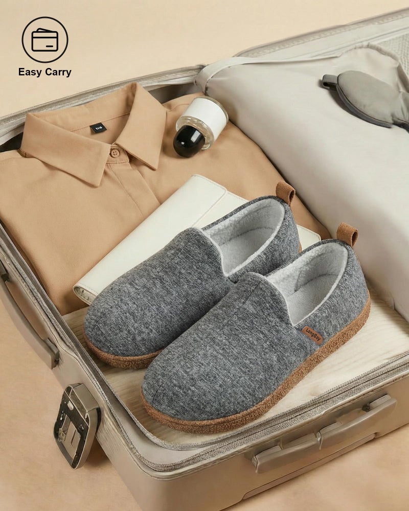 LongBay Women's Memory Foam House Shoes Cozy Brushed Jersey Slippers for Indoor Outdoor Gray, 9-10 - Image 3