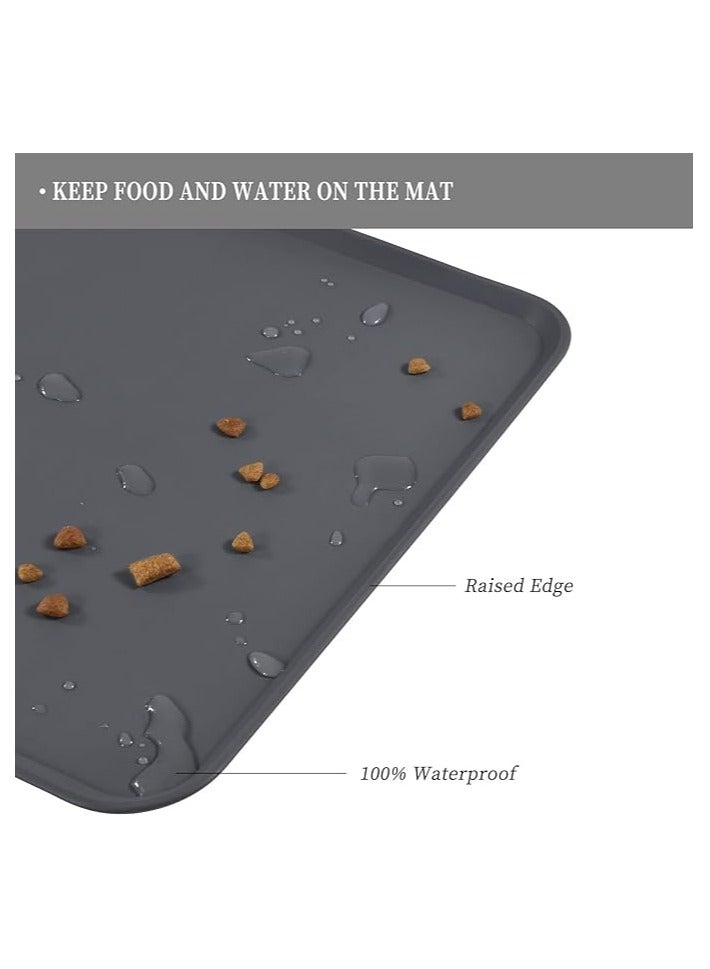 MahMir Feeding Mat, For Cat and Dogs Silicone Bowl Mat, Feeding Mat, Waterproof Dog Cat Mat Pet Placemat Premium Silicone FDA Grade Non-stick Non Slip Anti Spill Easy Clean  ( Black )  - Image 3