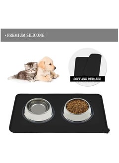 MahMir Feeding Mat, For Cat and Dogs Silicone Bowl Mat, Feeding Mat, Waterproof Dog Cat Mat Pet Placemat Premium Silicone FDA Grade Non-stick Non Slip Anti Spill Easy Clean  ( Black )  - Image 1