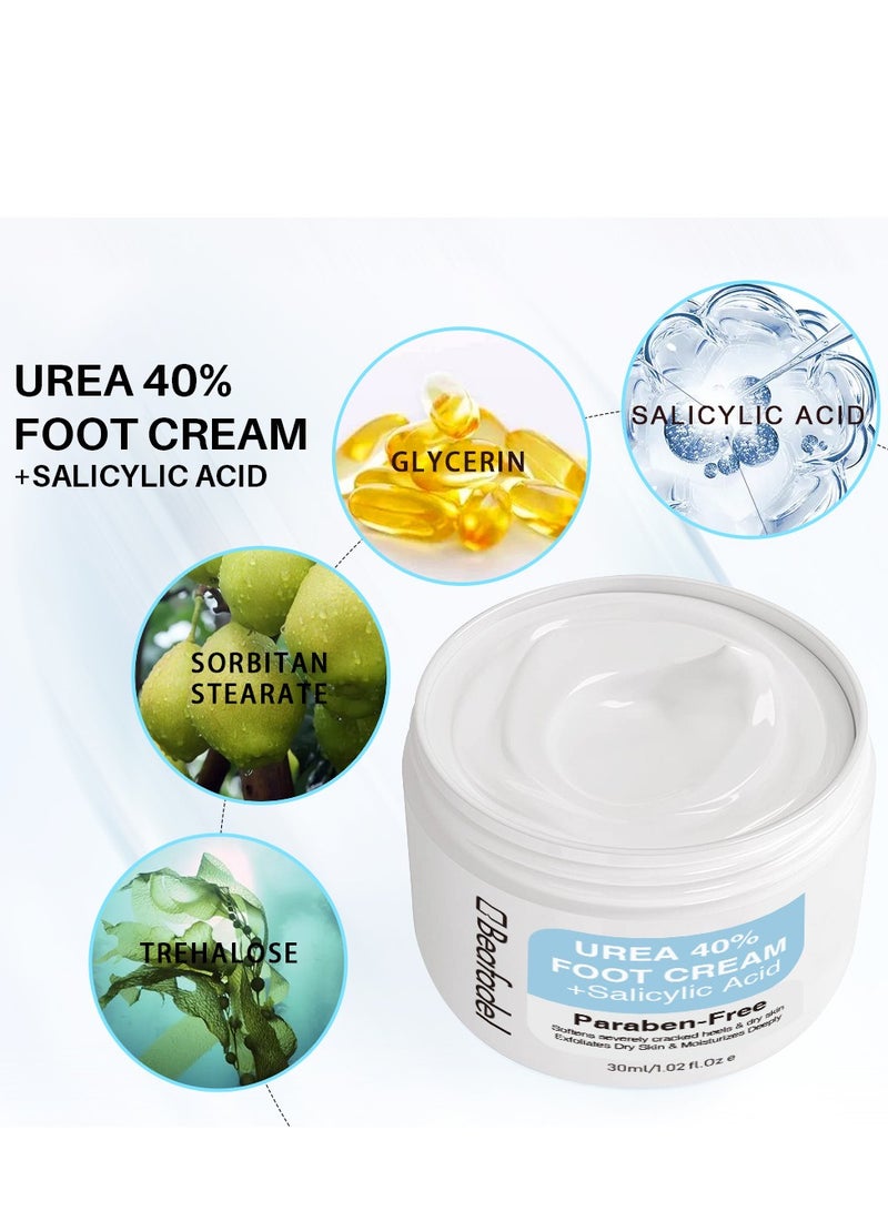 Beafadel Urea 40% Foot Cream, Intensive Cracked Heel Repair & Moisturiser for Dry Skin, Nourishing Treatment for Hands & Feet, Deep Hydration and Repair 30ml - Image 2