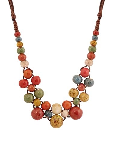MINACHI Hippie Boho Colorful Ceramic Round Spherical Bead Necklace Bohemian Jewelry Gifts for Women 1 - Image 1