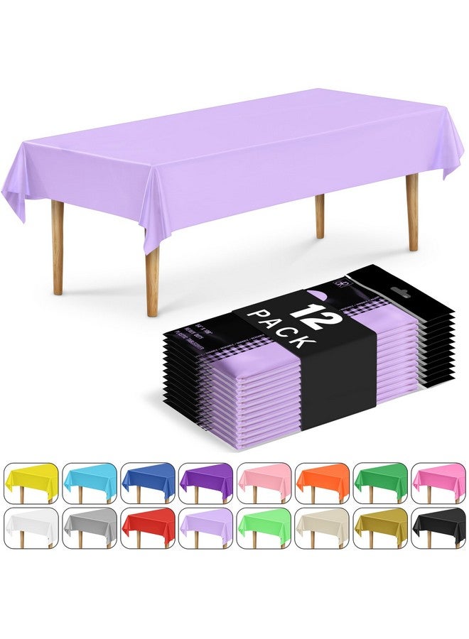 DecorRack 12-Pack Plastic Tablecloths, 54" X 108" Bulk Plastic Table Cover For Birthday Party, Graduation, Wedding, Picnic Celebration Tablecloths (Light Purple) - Image 1